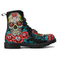 Mexico calaveras skull boots for men women, Dia de los muertos candy skull women boots skeleton boots, sugar skulls men leather boots shoes