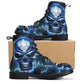 Flame skull leather boots, Halloween skull boots for men, skull in fire boots for women, skull floral boots gothic skeleton men women shoes