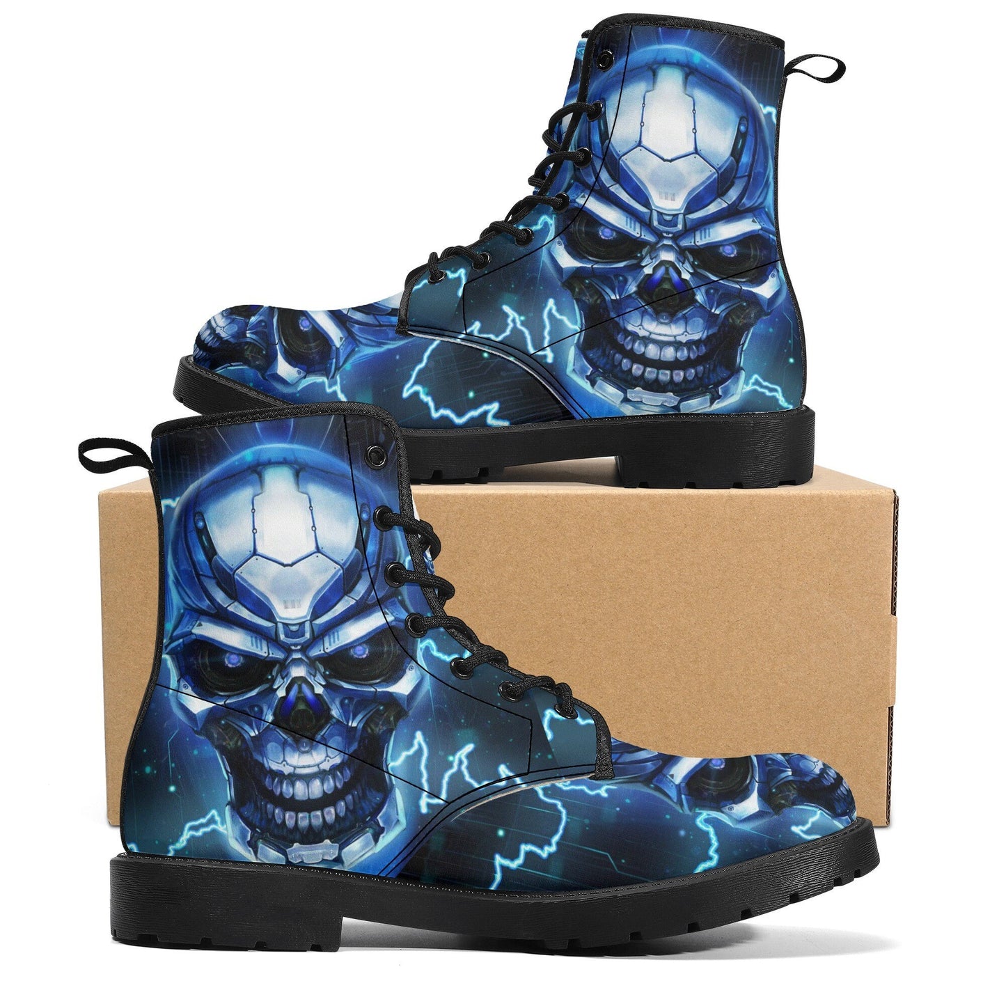 Flame skull leather boots, Halloween skull boots for men, skull in fire boots for women, skull floral boots gothic skeleton men women shoes