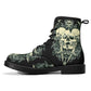 Gothic skull leather boots, Halloween skull boots for men, flame skull boots for women, skull floral boots horror skeleton men women boots