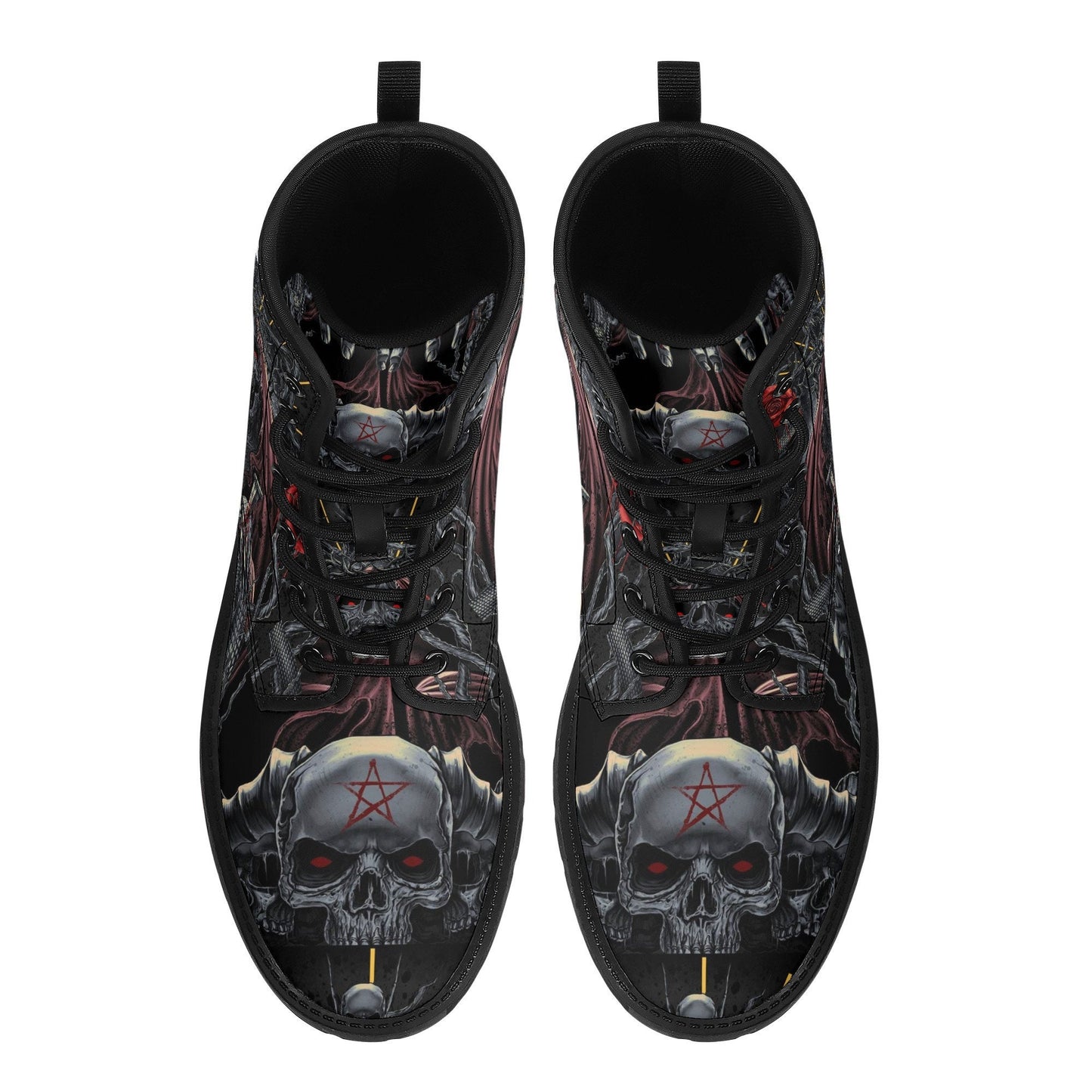 Horror reaper skull boots Streetwear shoes, Gothic punisher skull boots for men women, skeleton men boots, Halloween punisher leather boots