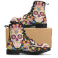 Sugar skull boots for men women, Dia de los muertos candy skull women boots skeleton leather boots, sugar skulls men leather boots shoes
