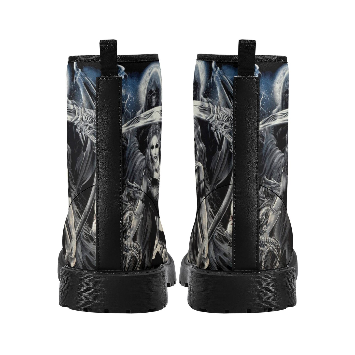 Grim reaper skull girl boots for men women shoes, Gothic skull boots for men women, skeleton men boots, Halloween motorcyle leather boots