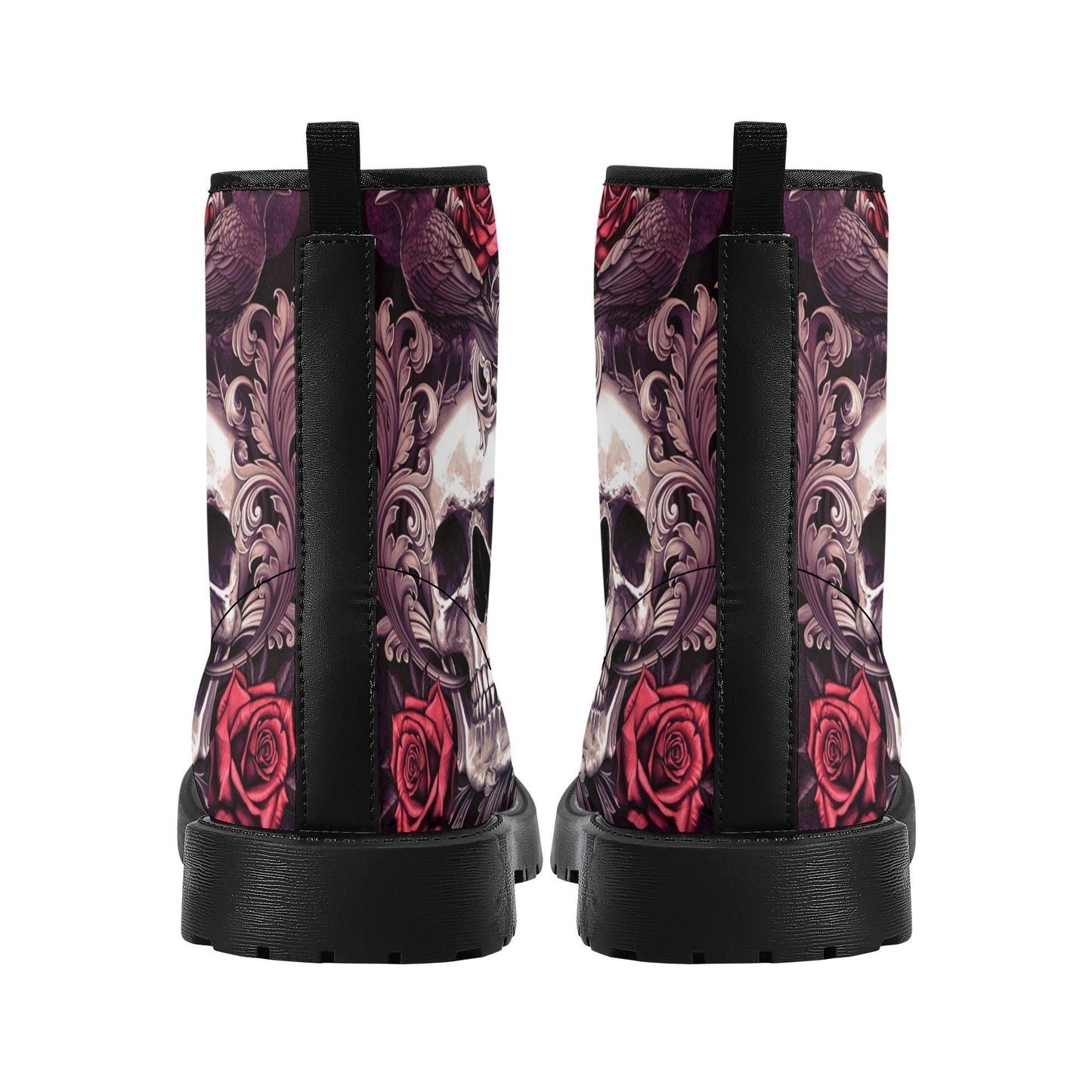 Floral skull boots Streetwear shoes, Gothic punisher skull boots for men women, skeleton men boots, Halloween Christmas skull leather boots
