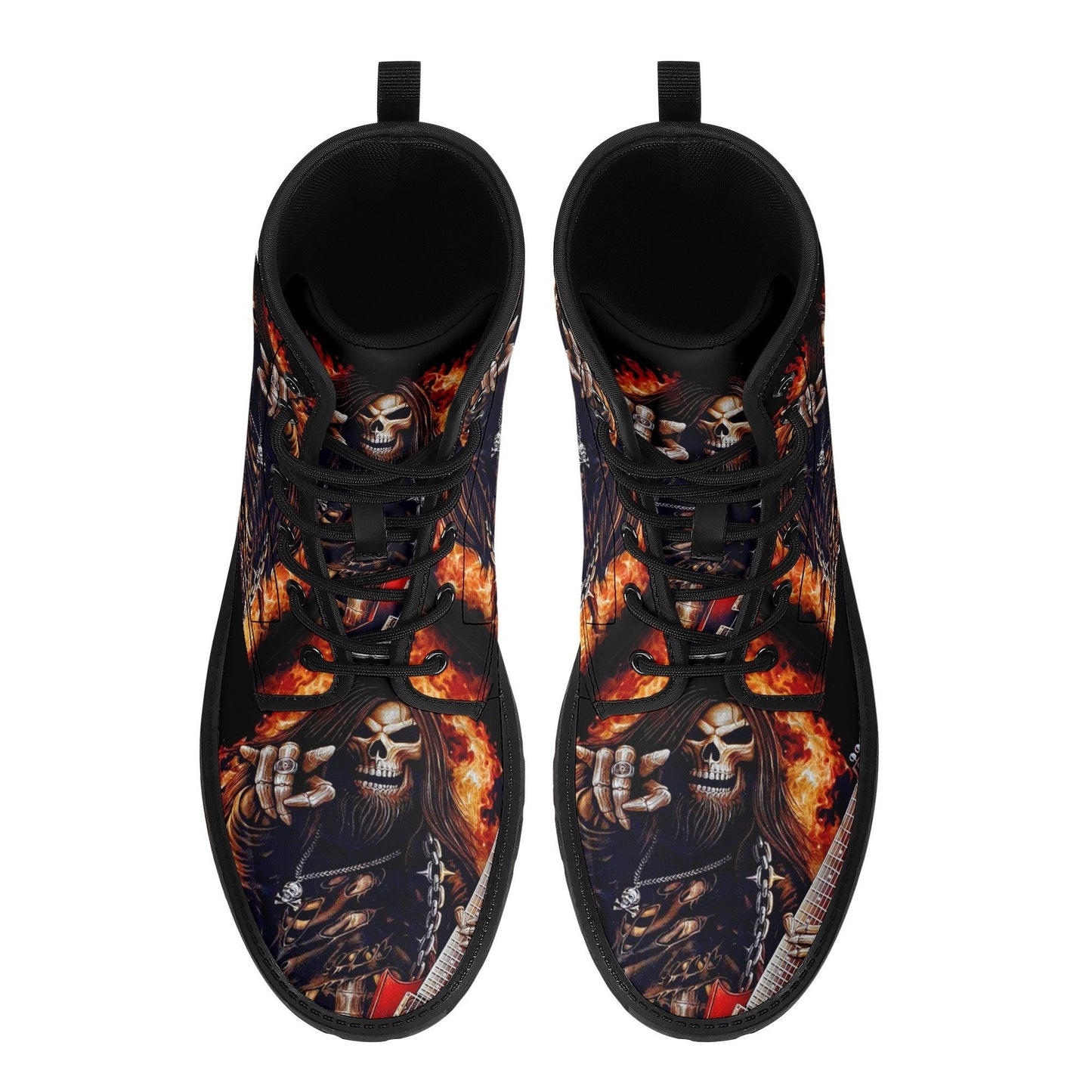 Guitarist skull boots, skeleton shoes, Gothic guitar skull boots for men women, skeleton men boots, Halloween Christmas skull leather boots