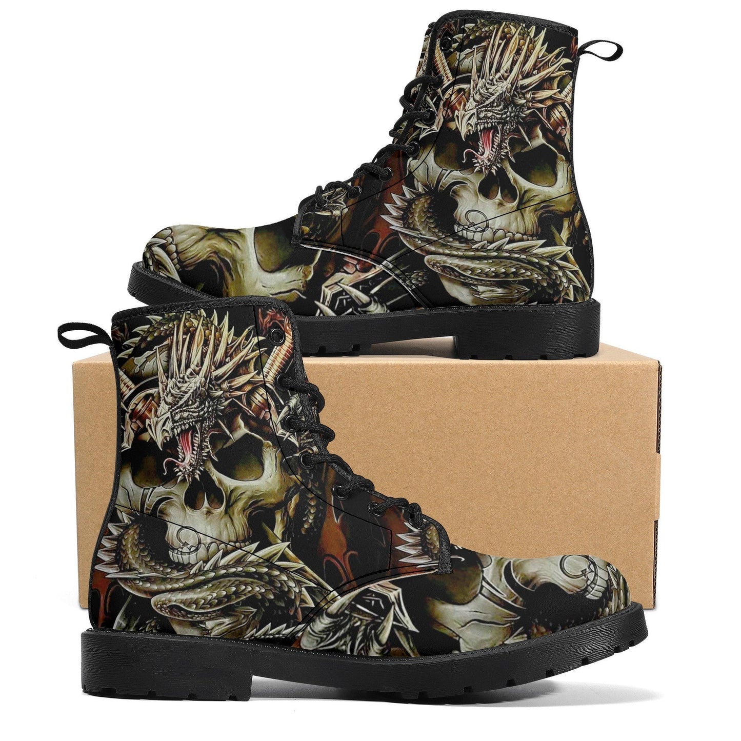 Dragon skull girl boots for men women shoes, Reaper skull boots for men women, Christmas men boots, Halloween Punisher skull leather boots
