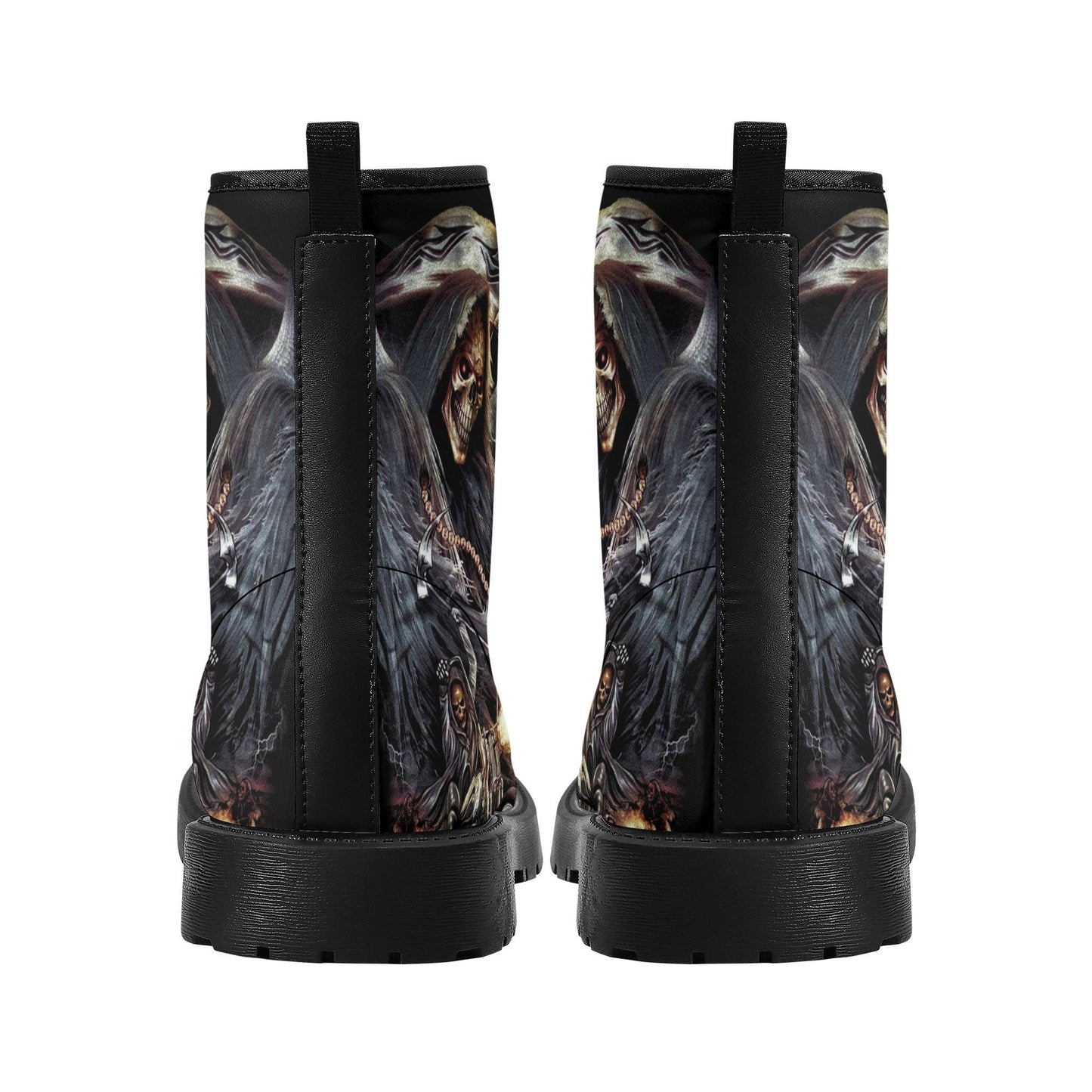Grim reaper skull horror boots for men women shoes, Gothic skeleton boots for men, Nightmare before Christmas Spooky Halloween leather boots