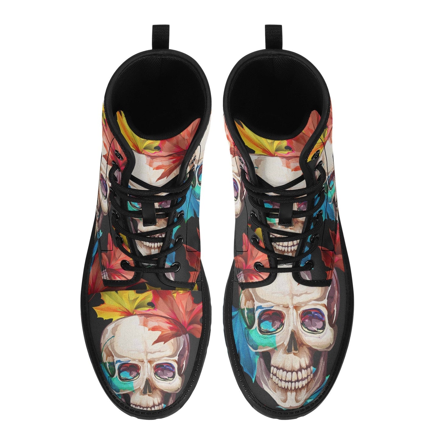Floral skull skull boots for men women shoes, Flower skeleton boots for men, Skull  Christmas Halloween leather boots for men, Reaper boots