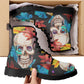 Floral skull skull boots for men women shoes, Flower skeleton boots for men, Skull  Christmas Halloween leather boots for men, Reaper boots