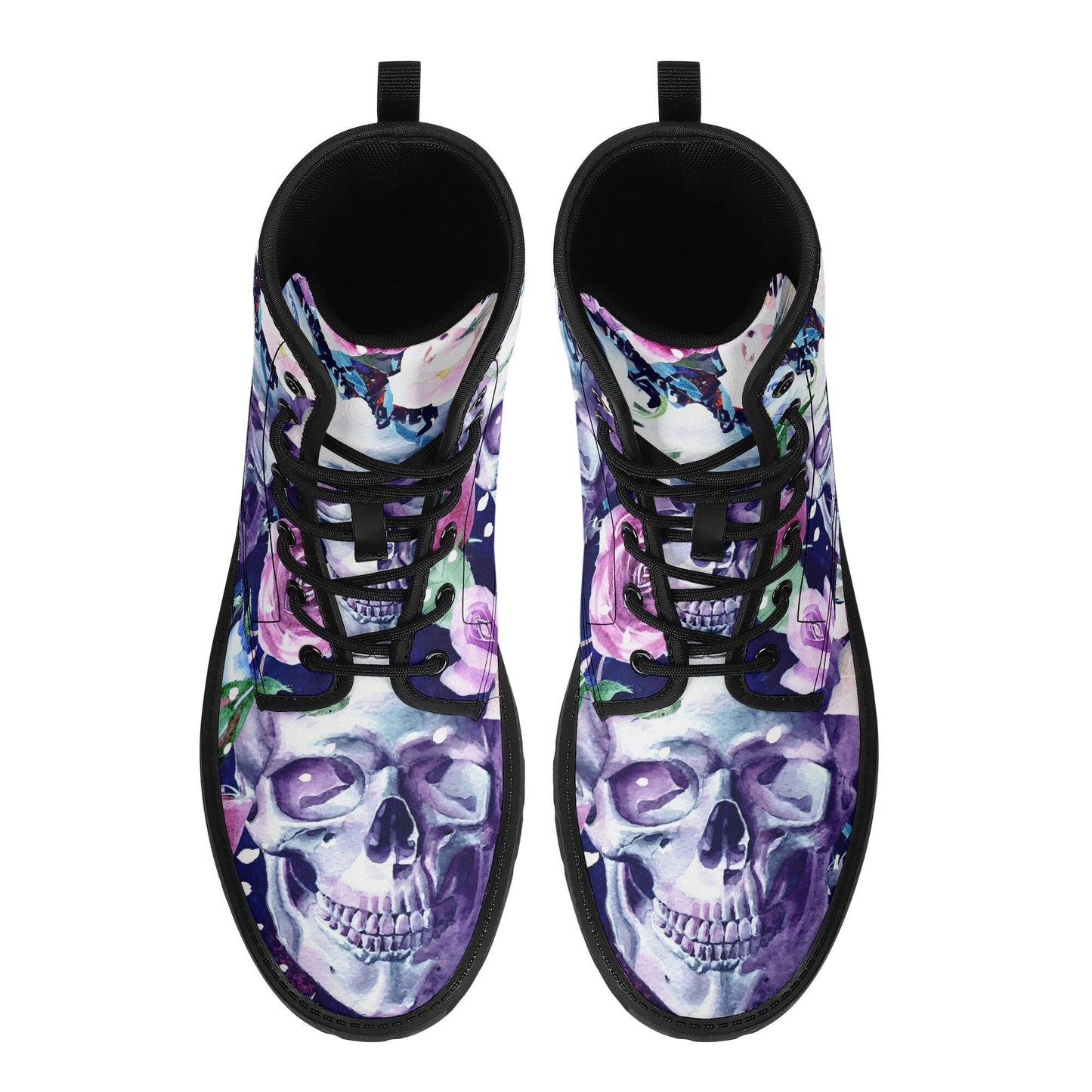 Floral skull skull boots for men women shoes, Flower skeleton boots for men, Skull  Christmas Halloween leather boots for men, Reaper boots