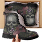 Flower skull boots for men women, Floral punisher skull gothic women boots skeleton boots, Halloween reaper leather boots shoes streetwear