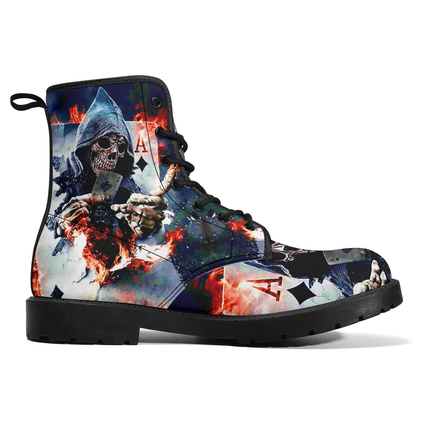 Gothic grim reaper boots for men women, punisher skull gothic women boots skeleton boots, Halloween Christmas leather streetwear boots shoes