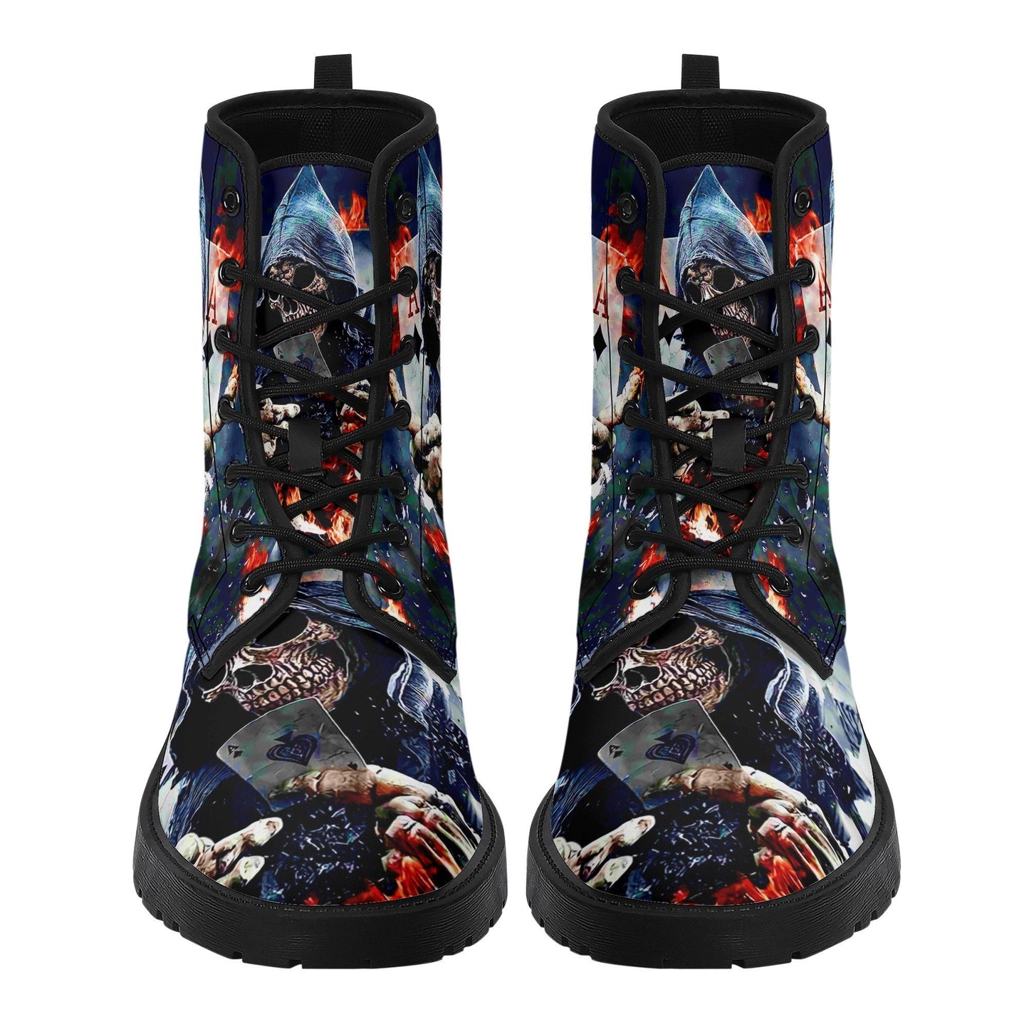 Gothic grim reaper boots for men women, punisher skull gothic women boots skeleton boots, Halloween Christmas leather streetwear boots shoes
