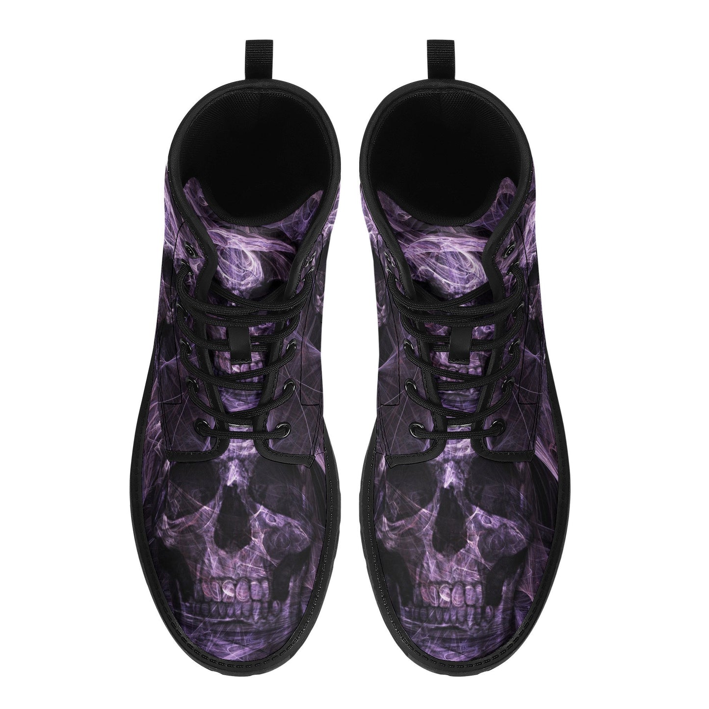 Flame skull grim reaper boots for men women, Flaming skull gothic women boots skeleton boots, Halloween Christmas leather skull boots shoes
