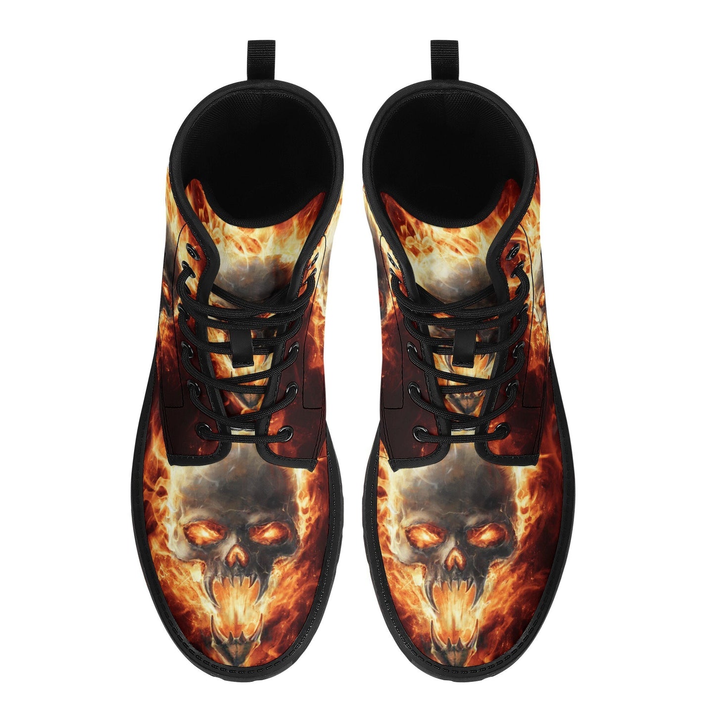 Flaming skull grim reaper boots for men women, Fire skull gothic women boots skeleton boots, Halloween Christmas leather skull boots shoes