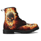 Flaming skull grim reaper boots for men women, Fire skull gothic women boots skeleton boots, Halloween Christmas leather skull boots shoes