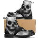Gothic skull grim reaper boots for men women, Goth skull gothic women boots skeleton boots, Halloween grim reaper leather skull boots shoes