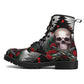 Rose skull grim reaper boots for men women, Floral skull omen boots skeleton boots Horror rose floral grim reaper leather skull boots shoes