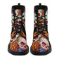 Candy skull day of the dead leather boots, Day of the dead skull boots men women, Dia de los muertos skull boots shoes, Floral skull boots