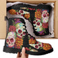 Candy skull day of the dead leather boots, Day of the dead skull boots men women, Dia de los muertos skull boots shoes, Floral skull boots