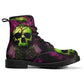 Green skull grim reaper boots for men women, Halloween skull gothic women boots skeleton boots, Death blue skull leather skull boots shoes