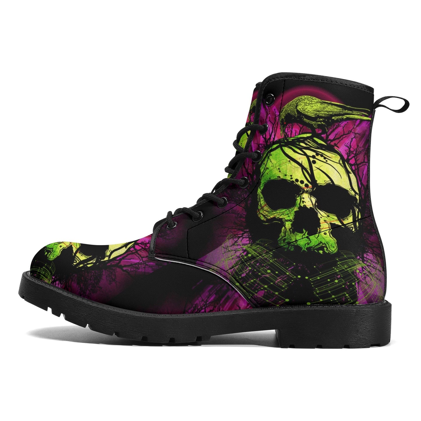 Green skull grim reaper boots for men women, Halloween skull gothic women boots skeleton boots, Death blue skull leather skull boots shoes