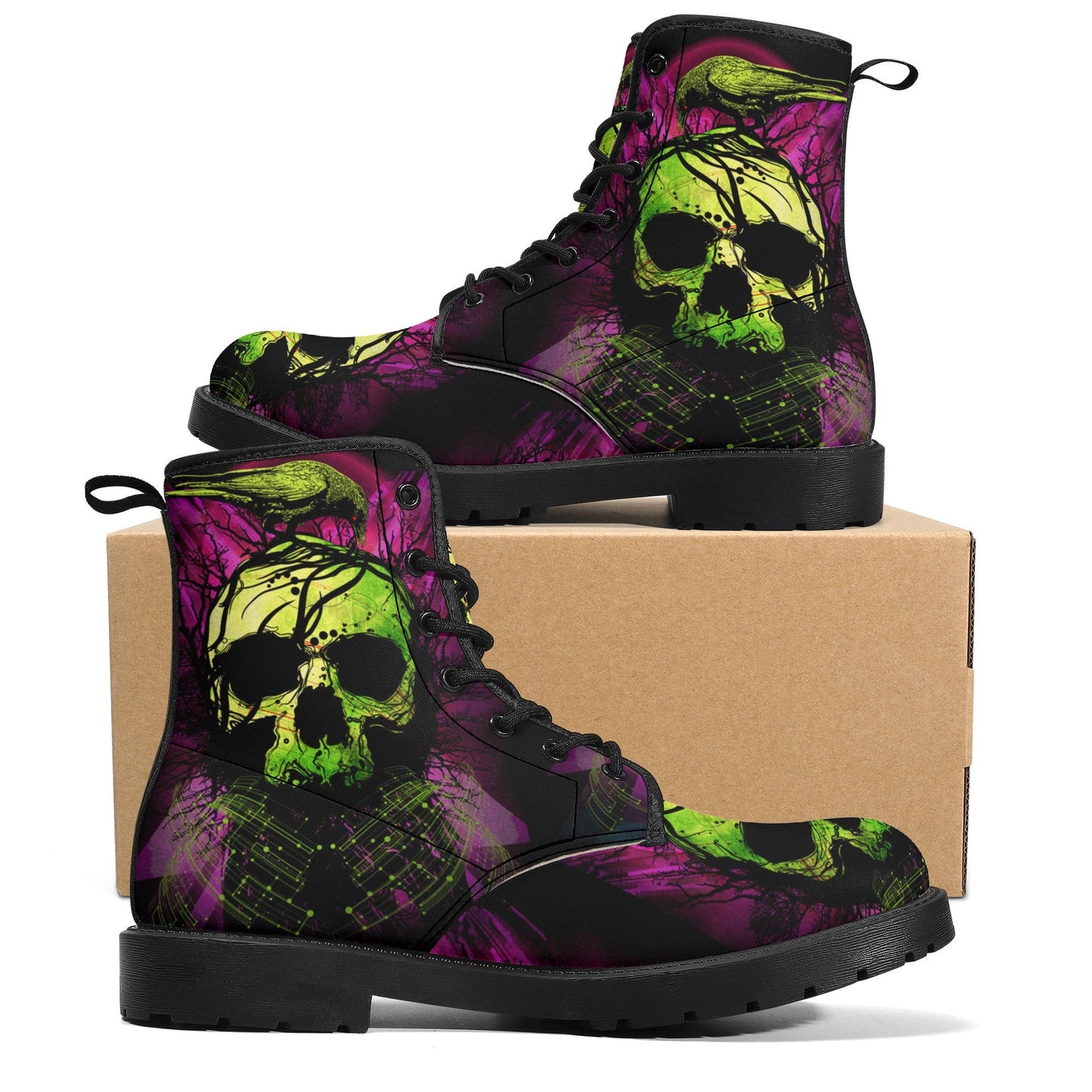 Green skull grim reaper boots for men women, Halloween skull gothic women boots skeleton boots, Death blue skull leather skull boots shoes