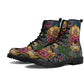 Candy skull day of the dead leather boots, Sugar Mexico skull boots for men women, Dia de los muertos skull boots shoes, Floral skull boots