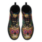 Candy skull day of the dead leather boots, Sugar Mexico skull boots for men women, Dia de los muertos skull boots shoes, Floral skull boots