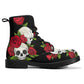 Floral skull grim reaper boots for men women, Halloween skull gothic women boots skeleton boots Flower grim reaper leather skull boots shoes