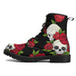 Floral skull grim reaper boots for men women, Halloween skull gothic women boots skeleton boots Flower grim reaper leather skull boots shoes