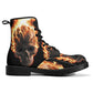 Fire skull grim reaper boots for men women, Flame skull gothic women boots skeleton boots, Flaming grim reaper leather skull boots shoes