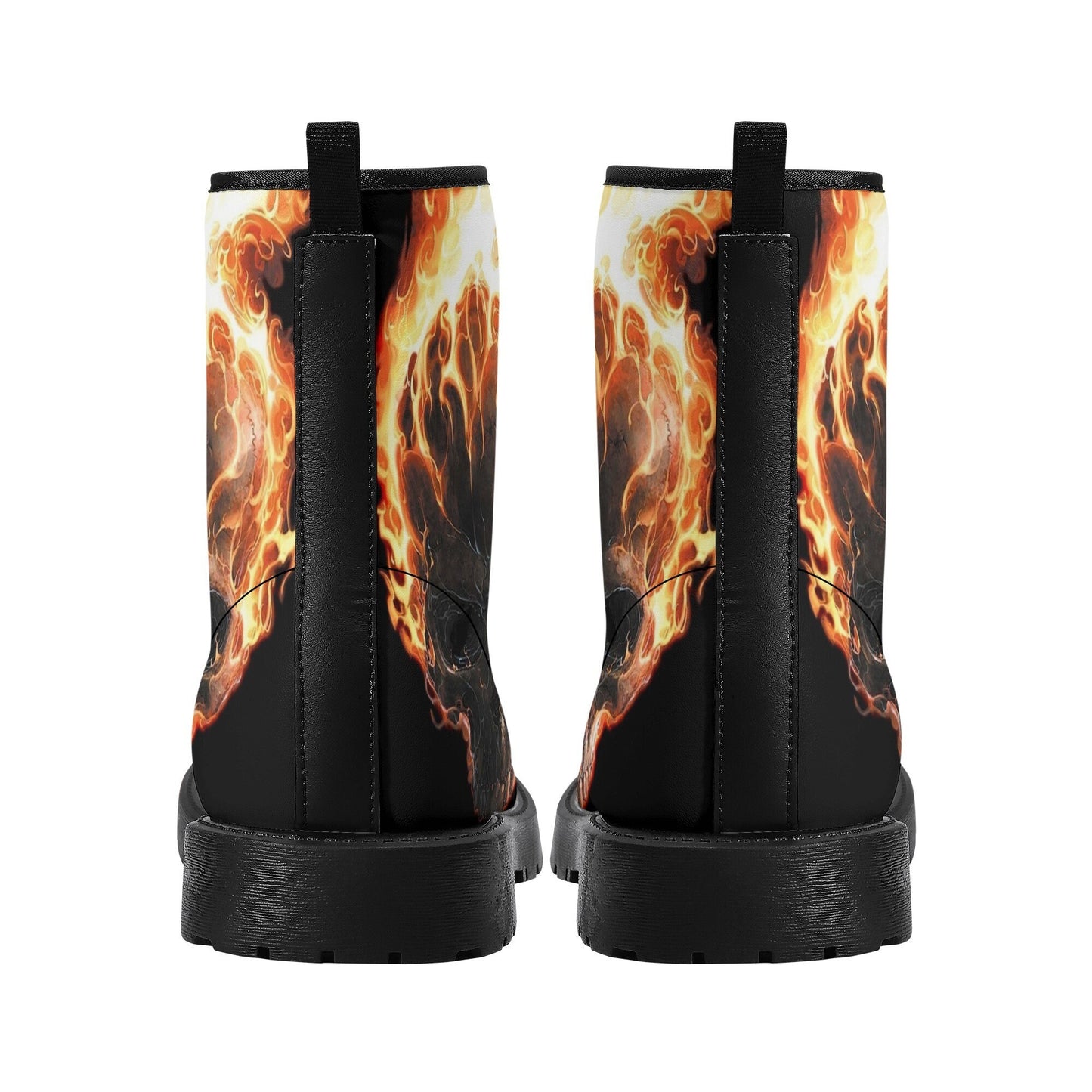 Fire skull grim reaper boots for men women, Flame skull gothic women boots skeleton boots, Flaming grim reaper leather skull boots shoes