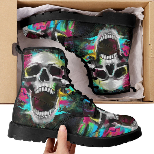 Awesome skull grim reaper boots for men women, Halloween skull gothic women boots skeleton boots, Goth grim reaper leather skull boots shoes