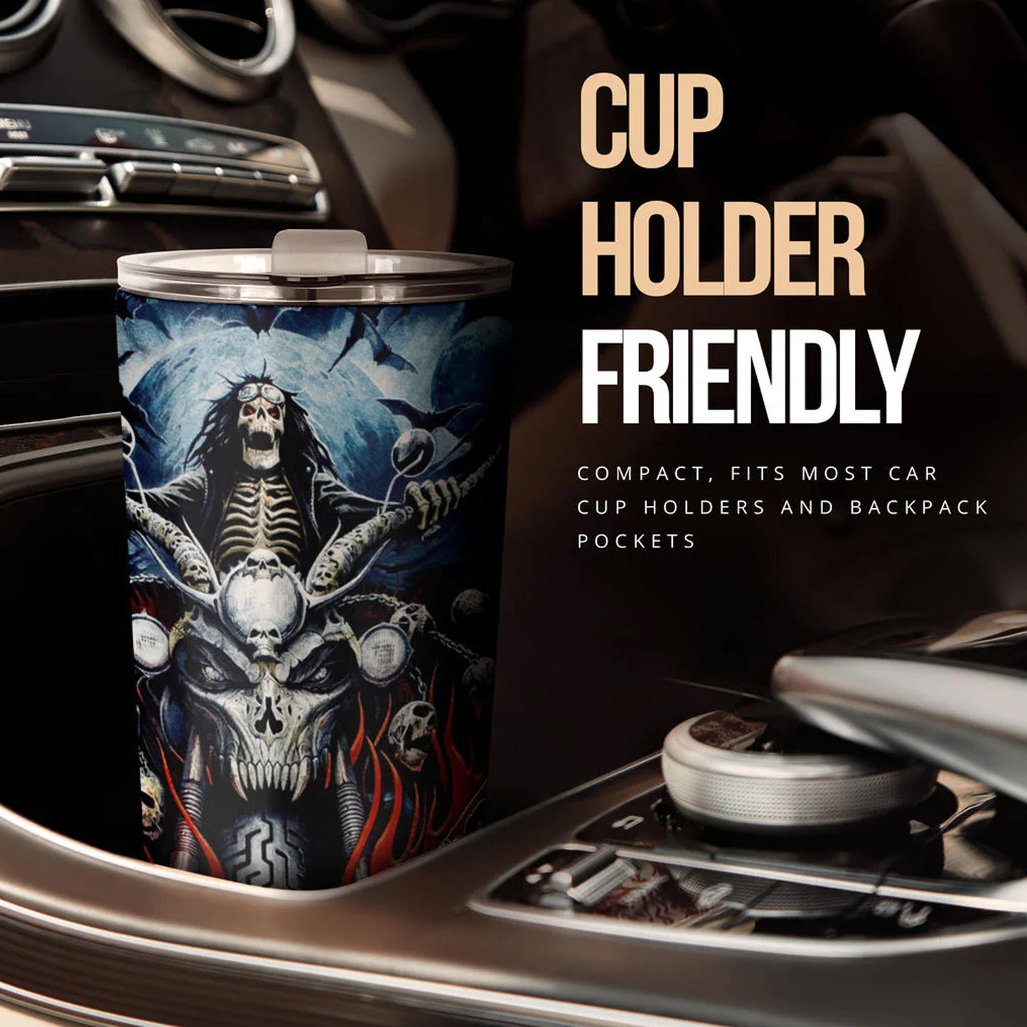 Biker skull tumbler cup, skull Halloween tumbler cup mug, Motorcycle skull mug tumbler skull reaper mug Christmas skull gothic tumbler cup