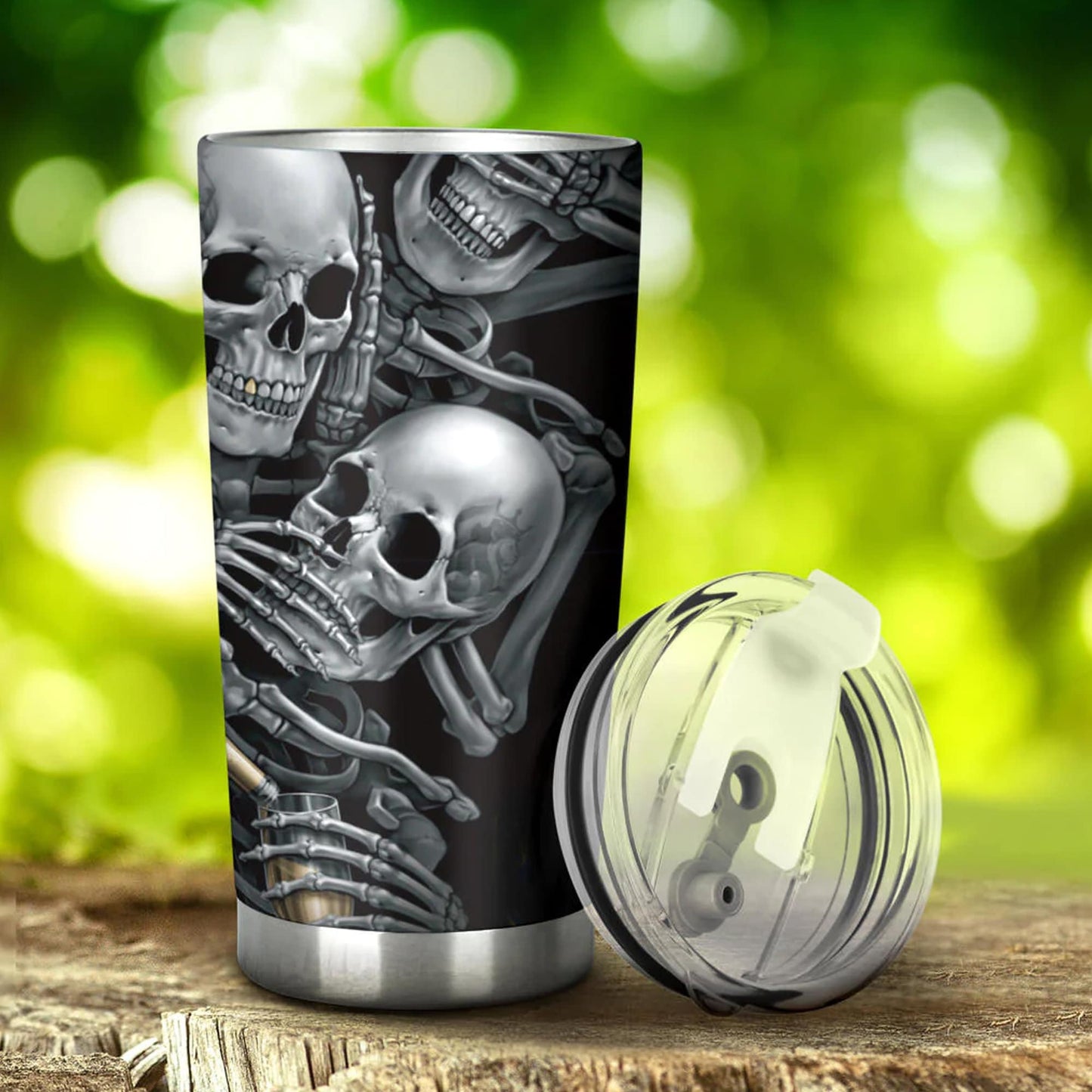 No see no hear no speak skull tumbler, Halloween cup mug tumbler, grim reaper skull tumbler mug cup, see no hear no speak no skull cup mug