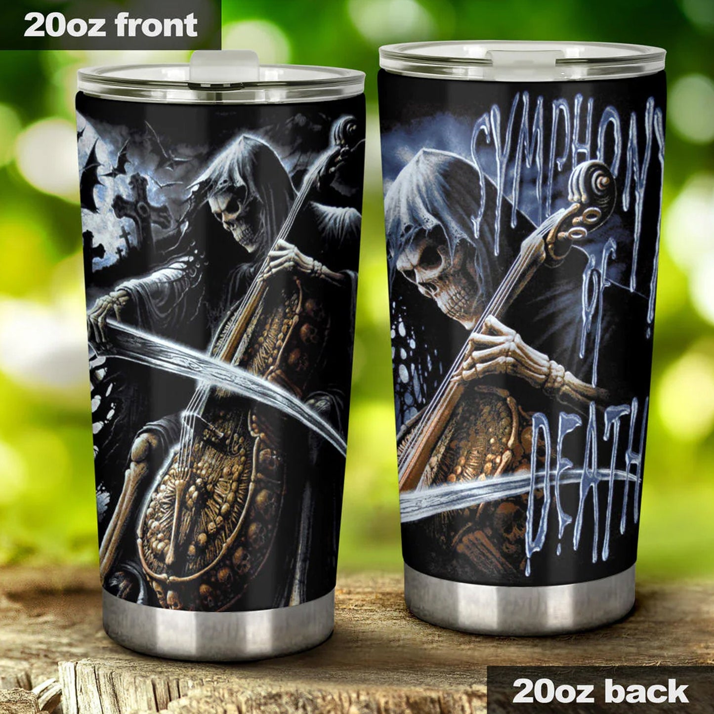 Grim reaper skull travel mug, evil tumbler, halloween skull cup, skeleton mug, grim reaper mug, gothic tumbler, gothic skull mug tumler cup