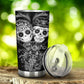 mexico travel mug, mexican skull tumbler, sugar skull girl tumbler, calaveras skull travel mug, sugar skull girl cup, candy skull travel mug