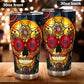 Day of the dead skull tumbler, sugar skull cup mug tumbler, candy skull tumblr, skull tumbler mug cup, Floral skull gothic mug cup tumbler