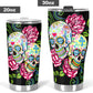 Dia de los muertos floral skull tumbler, Candy skull cup mug tumbler, skull tumblr mug cup, Floral skull gothic Halloween mug cup tumbler
