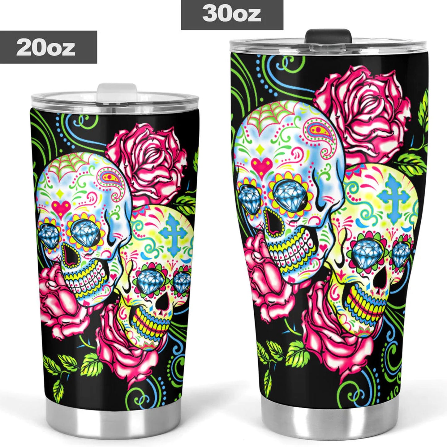 Dia de los muertos floral skull tumbler, Candy skull cup mug tumbler, skull tumblr mug cup, Floral skull gothic Halloween mug cup tumbler