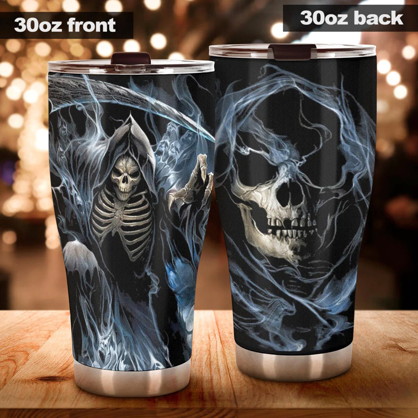 Skull gothic tumbler, flame skull travel mug, christmas cup, rose skull tumbler, skeleton cup, death tumbler skull cup rose skull travel mug