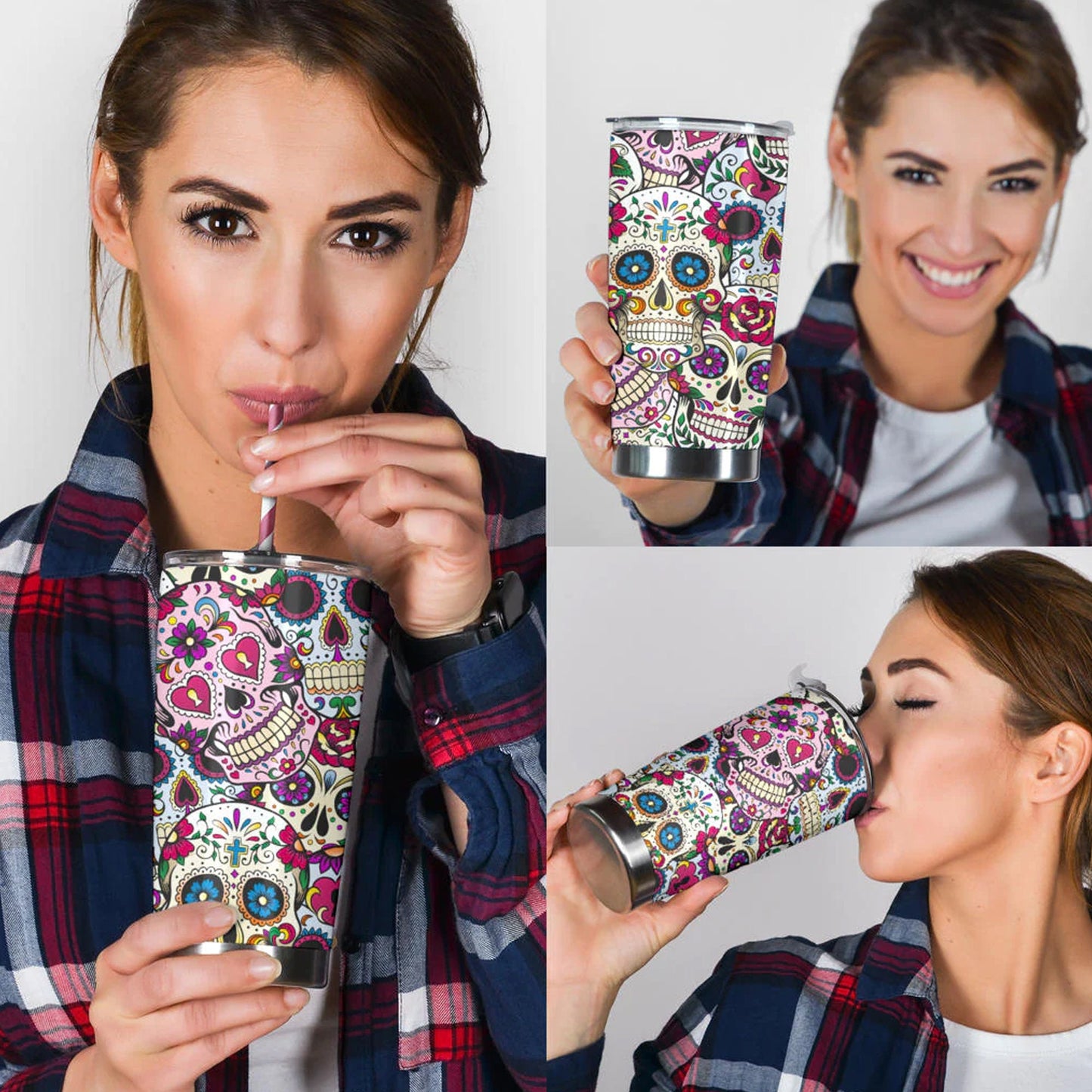 Mexican calaveras skull tumbler mug cup, Candy skull cup mug tumbler, sugar skull tumblr mug cup, skeleton skull Halloween mug cup tumbler