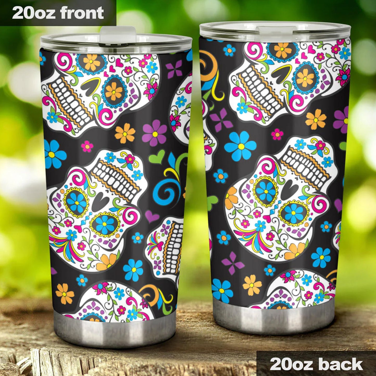 Calaveras skull tumblr mug cup, Candy skull cup mug tumbler, sugar skull tumblr mug cup, Day of the dead skull Halloween mug cup tumbler