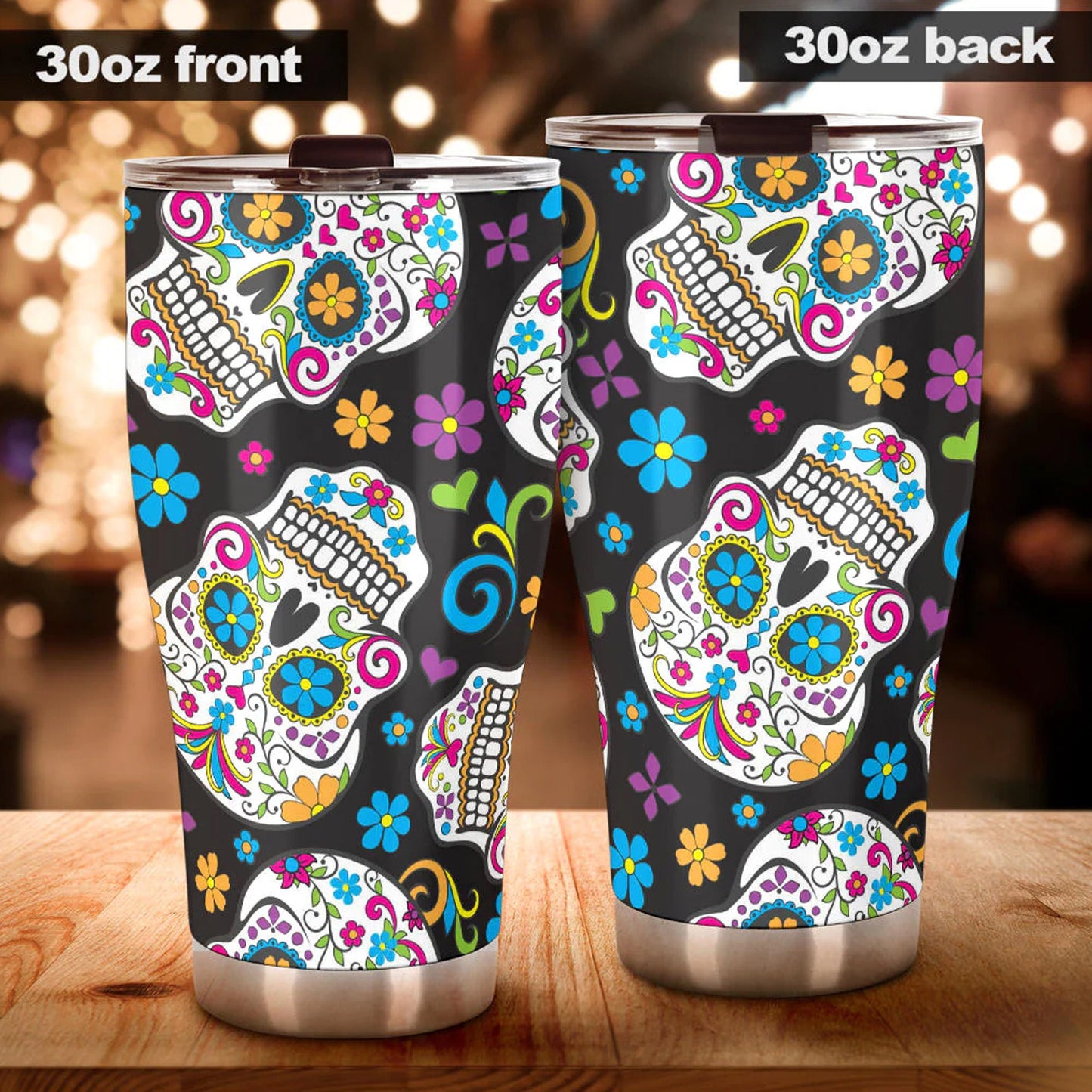 Calaveras skull tumblr mug cup, Candy skull cup mug tumbler, sugar skull tumblr mug cup, Day of the dead skull Halloween mug cup tumbler