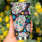 Calaveras skull tumblr mug cup, Candy skull cup mug tumbler, sugar skull tumblr mug cup, Day of the dead skull Halloween mug cup tumbler