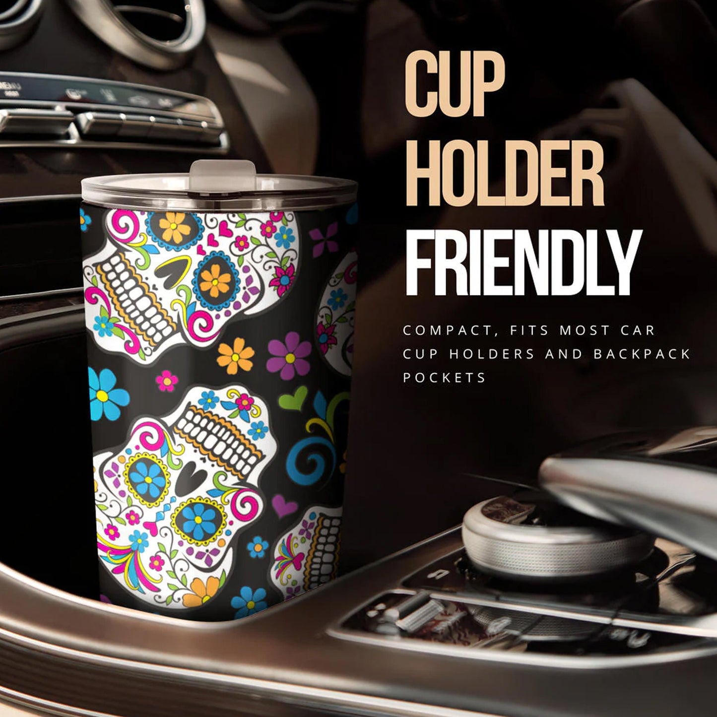 Calaveras skull tumblr mug cup, Candy skull cup mug tumbler, sugar skull tumblr mug cup, Day of the dead skull Halloween mug cup tumbler