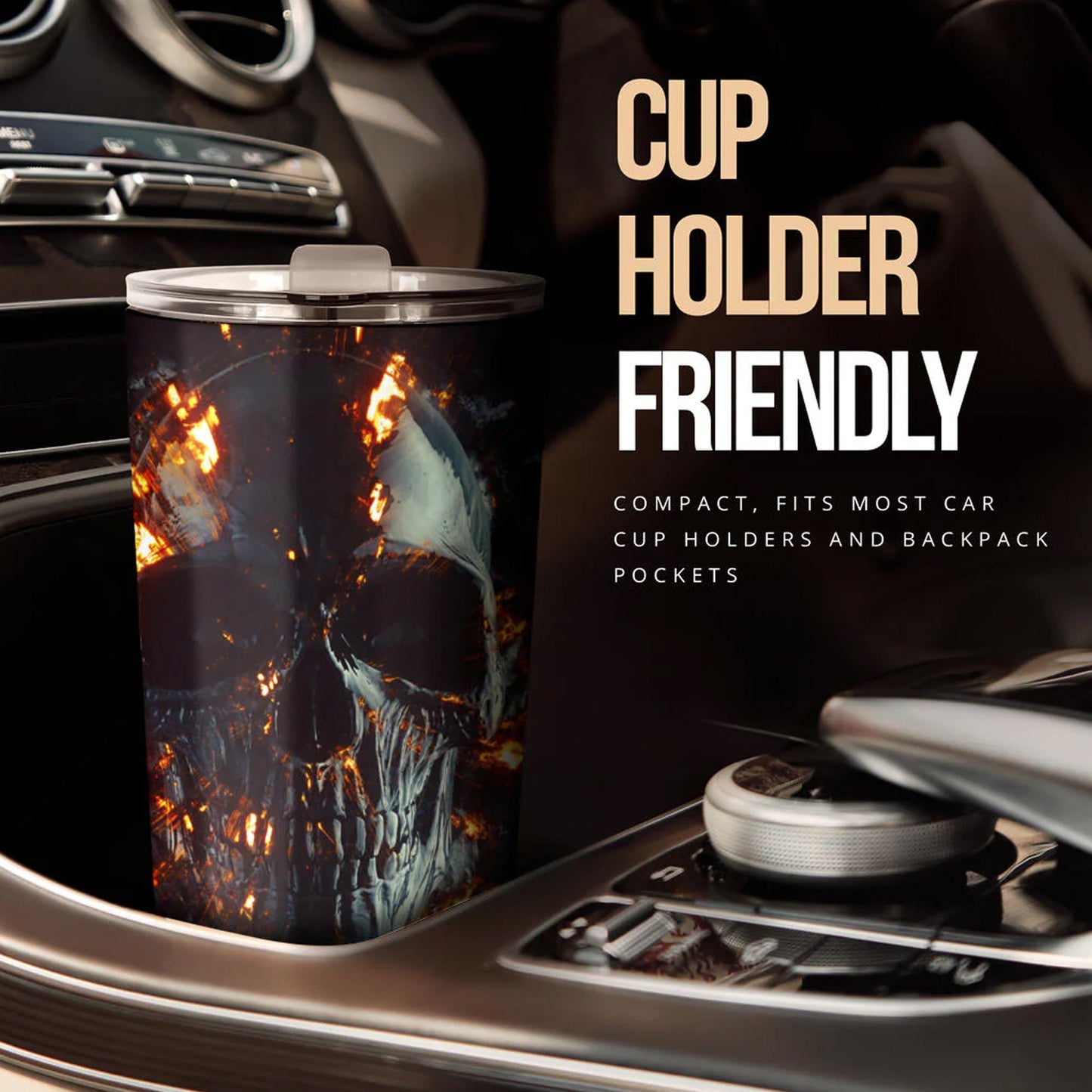 Flame skull tumbler, skull in fire cup mug tumblr skull travel tumbler Gothic skull mug tumbler Flaming skull mug grim reaper gothic mug cup