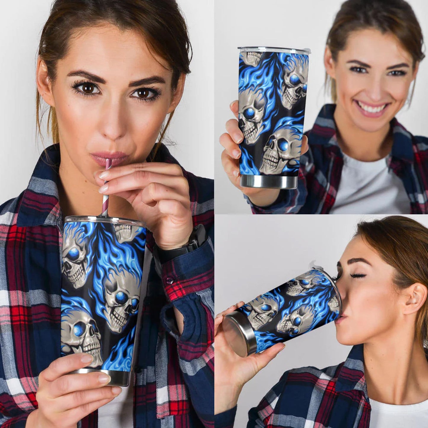 Flame skull tumbler, skull in fire cup mug tumblr skull travel tumbler Gothic skull mug tumbler Flaming skull mug grim reaper gothic mug cup