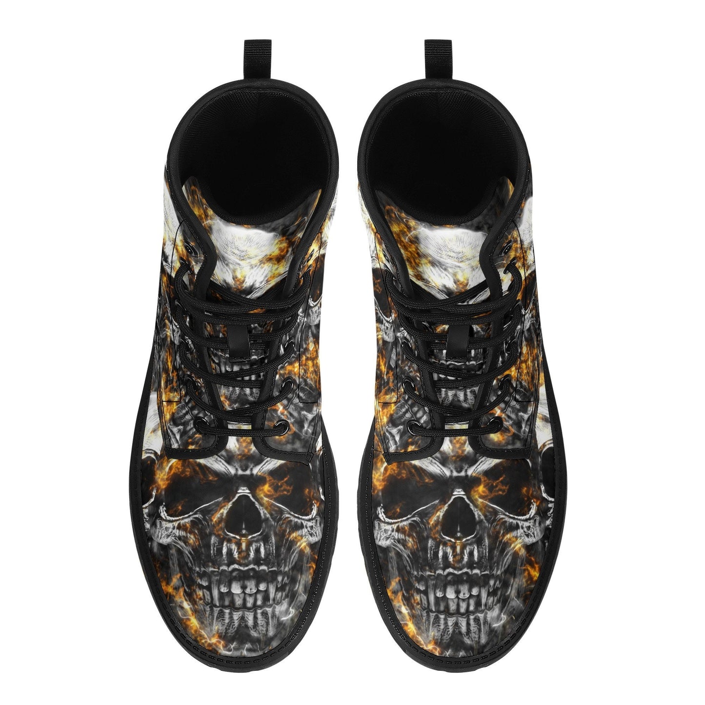 Flaming skull grim reaper boots for men women, Skull in fire gothic women boots skeleton boots, Flame grim reaper leather skull boots shoes